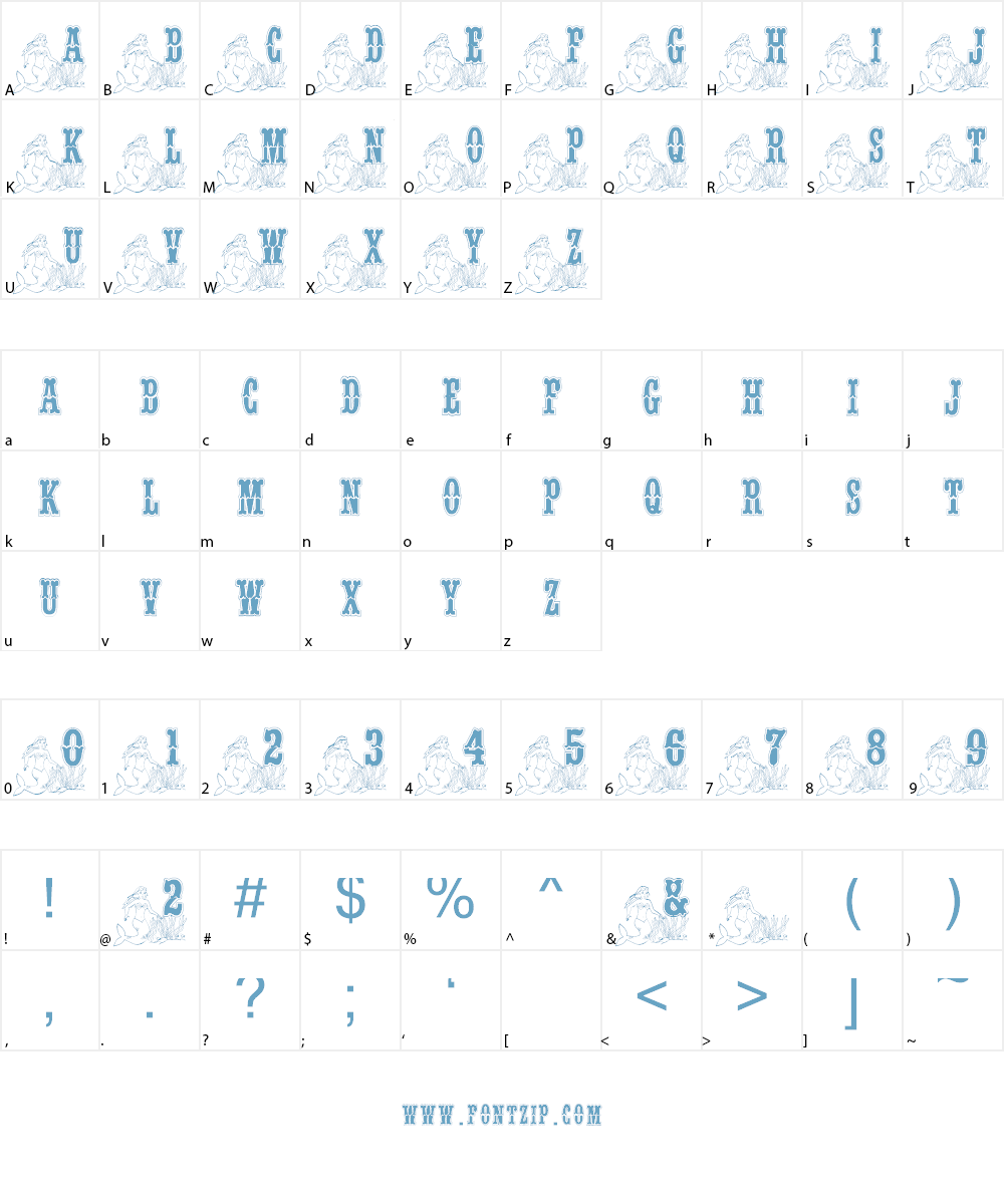 BJF Mermaid Font Character